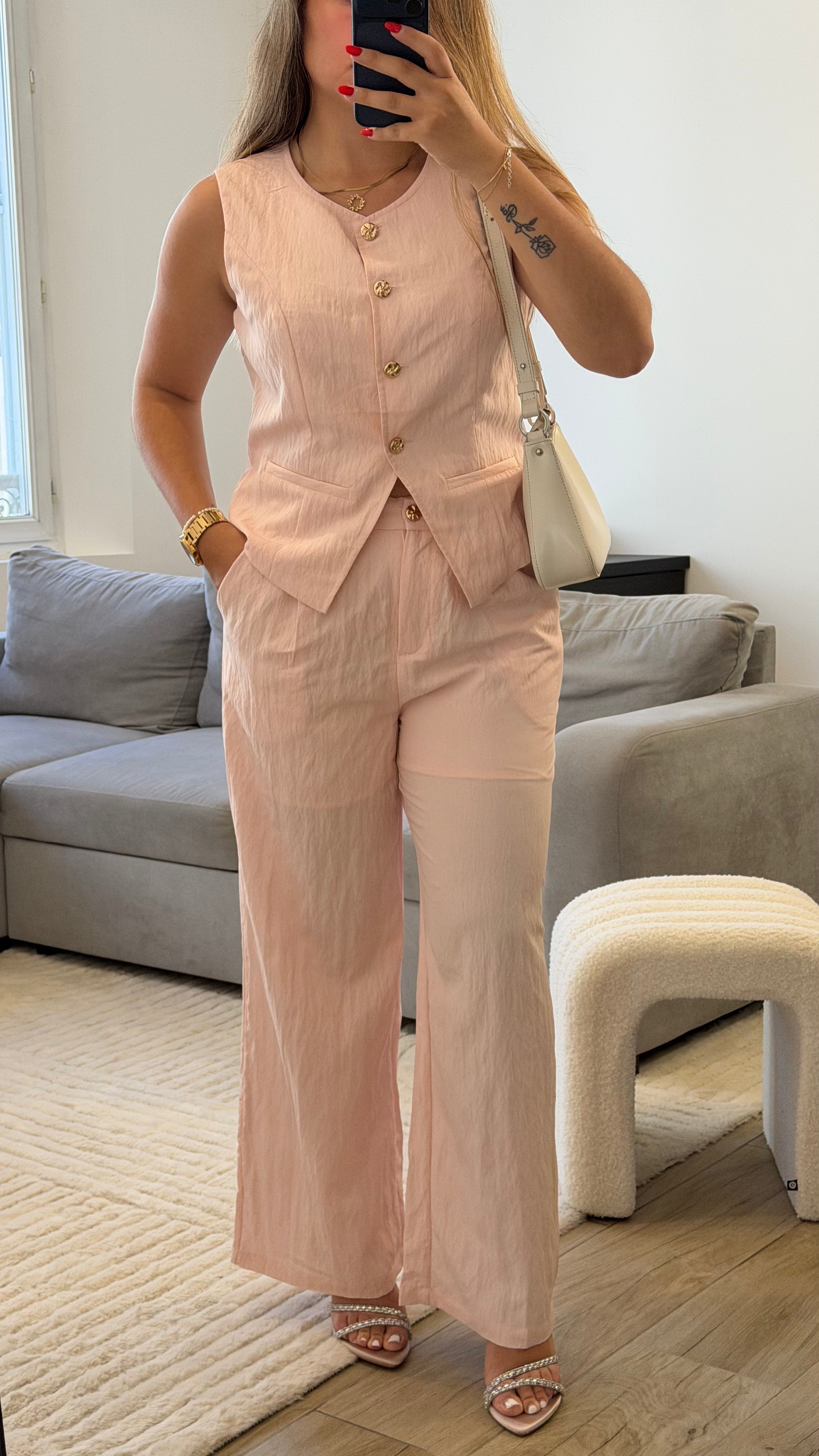 ensemble-elise-pantalon-gilet-coton-rose-face